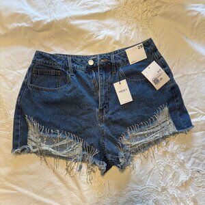 FOREVER 21 🦋 5/$21 Rhinestone Fringe Denim Shorts NWT - So cute and fun!